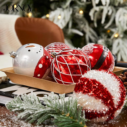 80MM Christmas Balls Ornaments, 12ct Shatterproof Christmas Decorations for Xmas Tree, Hanging Ornaments for Holiday Xmas Party, Red & White