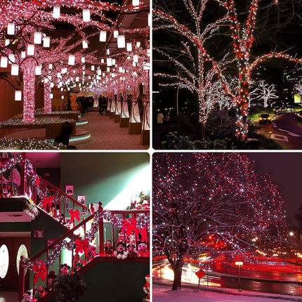 BHCLIGHT 95FT 240 LED Green Wire Christmas Lights for Outdoor/Indoor, Christmas Tree Lights with 8 Lighting Modes, Plug in String Lights for Christmas Decorations Party Wedding (Red&Cool White)