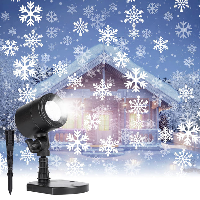Christmas Snowflake Projector Lights Outdoor LED Snowfall Projection Landscape Lighting Waterproof Plug in Moving Effect Wall Mountable Snow Lights for Indoor Xmas Holiday Home Party Year Show