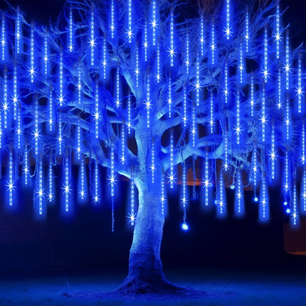 Christmas Lights Outdoor Waterproof, 16 Inch Meteor Shower Rain Lights, 20 Tube 960 LEDs Icicle Tree Lights for Halloween Yard Party Patio Xmas Decoration,Blue