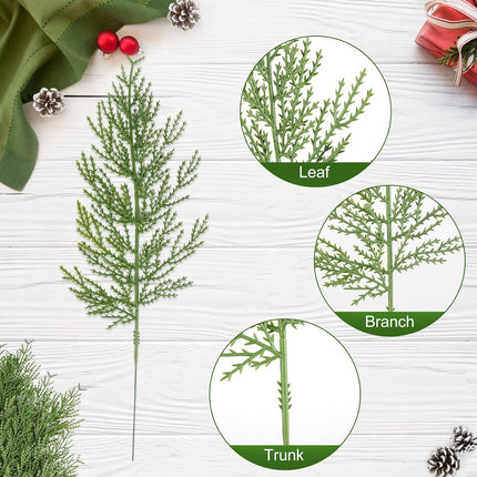 Hananona 40 Pcs Artificial Pine Sprigs Faux Greenery Stems Pine Picks Plastic Christmas Decor - DIY Holiday Accessories (40, Green)