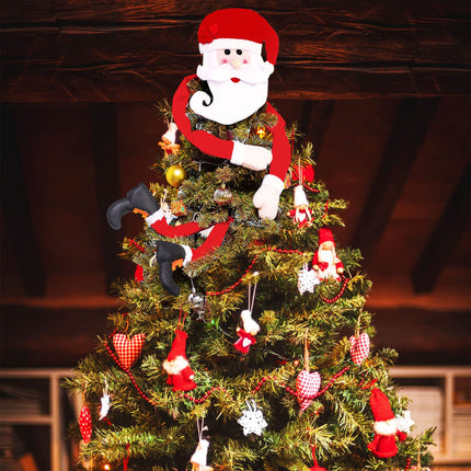 2 Pieces Large Christmas Tree Topper Santa Tree Topper in Red Hat and Long Arms Hugging Santa Clause Decorations Christmas Santa Leg Decoration Xmas Trees Ornament for Christmas Party Decor