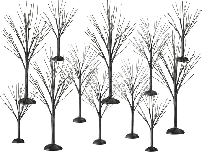 Halloween Tree Ornament Display Tree Bare Branch Trees Artificial Tree Fake Tree Branches Tabletop Tree Set for Halloween Party Home Office Table Decor, Multiple Sizes (Black, 12 Pcs)