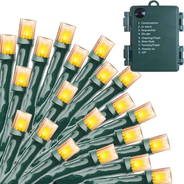Battery Operated Christmas Lights - Christmas Tree Lights 50 LED Mini Lights Battery Operated String Lights with Auto Timer 8 Modes Wreath Lights for Christmas Tree Wreath Party, Warm White
