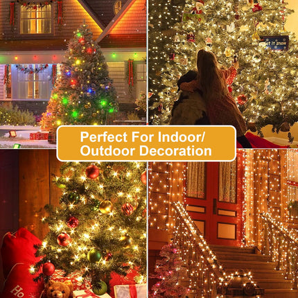 800LED Outdoor Indoor String Lights, Extra Long 328FT Christmas Lights, 8 Lighting Modes with Remote Control Plug-in Fairy Lights for Holiday Wedding Party Bedroom Decoration (Warm White)