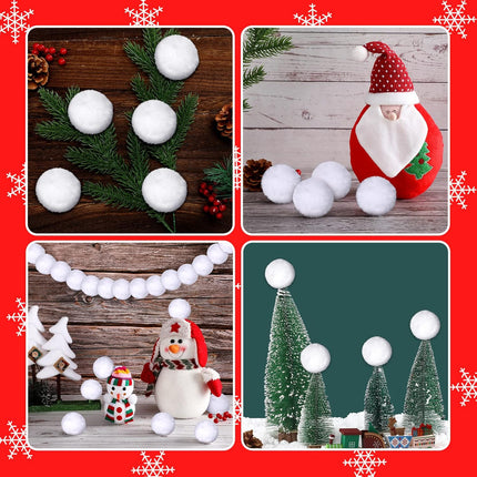 WILLBOND 60 Pcs White Christmas Ornaments Pom Pom Balls 1.96 Inch Christmas Fur Ornaments Xmas Pompom Hanging Decoration Furry Fluffy Christmas Ornaments for Xmas Tree DIY Craft Decor