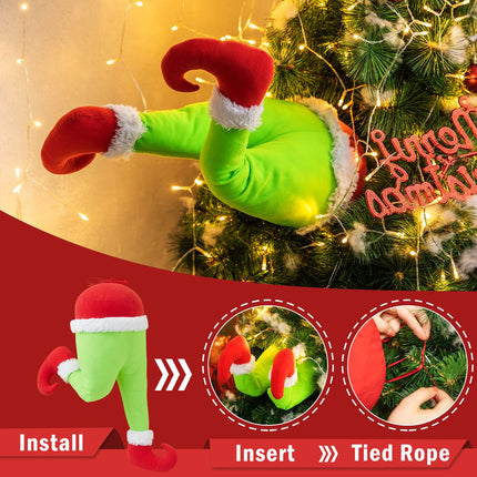 Elf Arms and Legs Christmas Tree Decorations - Poseable Plush Elf Limbs as Xmas Tree Topper and Garland Ornaments (Elf Legs)