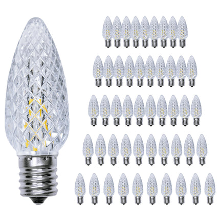 50 Pack C9 Led Replacement Christmas Light Bulb，Warm White C9 Shatterproof Led Bulbs for Indoor Outdoor Decorative String Light，E17 Base