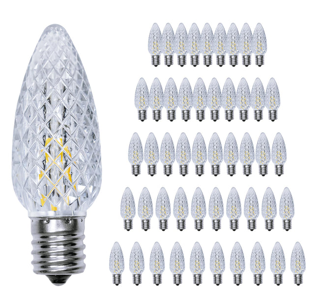 50 Pack C9 Led Replacement Christmas Light Bulb，Warm White C9 Shatterproof Led Bulbs for Indoor Outdoor Decorative String Light，E17 Base