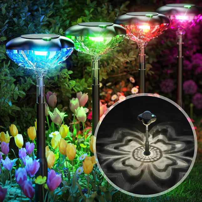 Solar Pathway Lights Outdoor, 8Pack Solar Lights for Outside Garden, 3 Mode Clover Solar Yard Lights Bring Luck, Solar Powered Path Lights Maintain 14h for Landscape Lighting Lawn Walkway Decorative