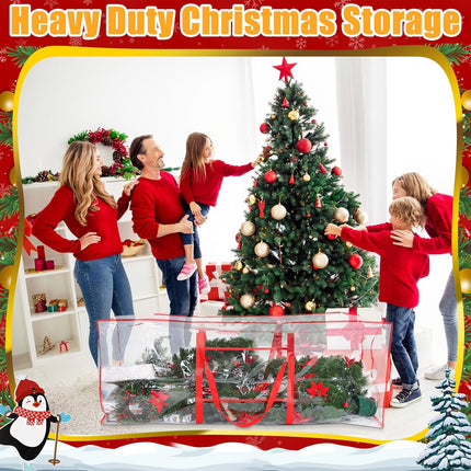 Sadnyy 2 Pcs Clear Christmas Tree Storage Bag 9ft Christmas Tree Storage Containers Waterproof Christmas Tree Bag for Storing Christmas Tree, Garland, Holiday Decorations