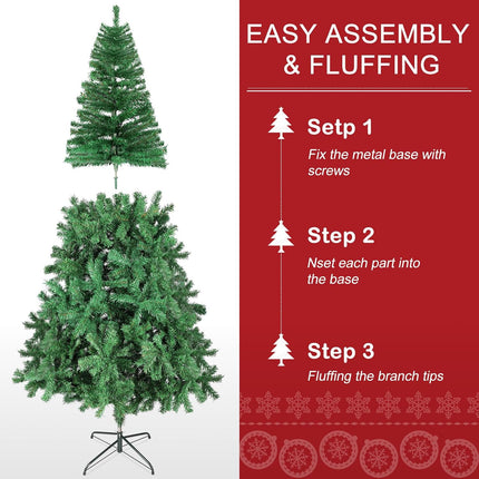 5FT Artificial Christmas Tree with 550 PVC Branch Tips, Christmas Tree with foldbale Metal Base, Easy Assemble, Christams Decoration for Home and Office