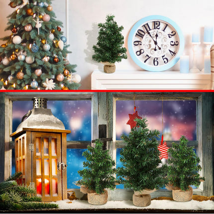 Yinder 8 Pcs Mini Christmas Tree 7.87 Inch 11.81 Inch Miniature Artificial Christmas Tree Small Fake Xmas Pine Tree with Base for Winter Mantel Village Home Kitchen Dining Table Holiday Decorations