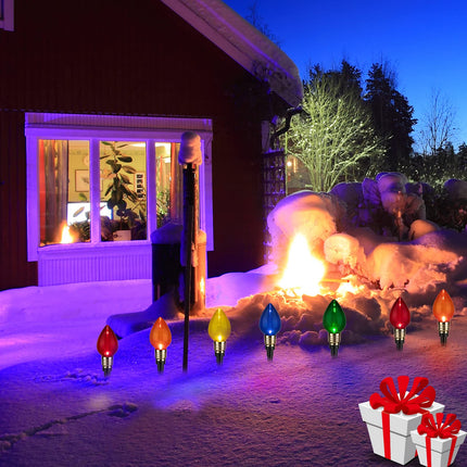 2 Pack C9 Christmas Pathway Lights Outdoor Total 34.8 Ft 20 Lights Waterproof Connectable Walkway Lights for Yard Ground Sidewalk Driveway Christmas Decorations