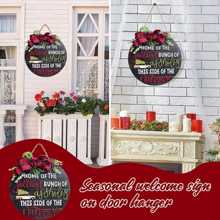 Christmas 3D Door Hanger Sign-National Lampoons Christmas Welcome Sign for Front Door-Rustic Farmhouse Christmas Hanging Sign for Home Decor House Christmas Vacation Decor (C style)