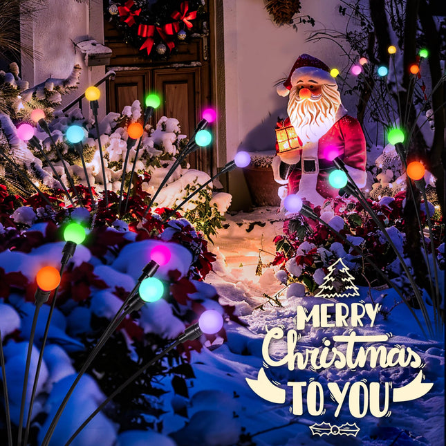 Christmas Solar Lights Outdoor Decoration, Waterproof Xmas Outdoor Lights Decor for Yard, Patio, Garden, and Front Porch, 30 LEDs Swing with The Wind (3 Pack, Multicolor)