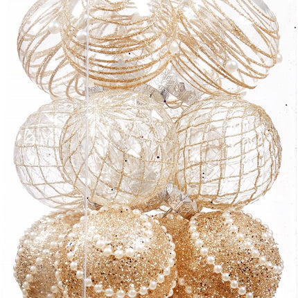 12CT Christmas Ball Ornaments Champagne Shatterproof Clear Large Plastic Christmas Tree Decoration, Delicate Hanging Ornaments for Xmas Party, Wedding, Holiday and Home Décor(70mm/2.76")