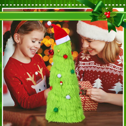 Civaner Tabletop Mini Christmas Tree 18 Inch Artificial Tabletop Christmas Tree Plush Christmas Table Decorations with Christmas Ball, Santa Hat for Christmas Indoor Home Kitchen Dining Table Decor