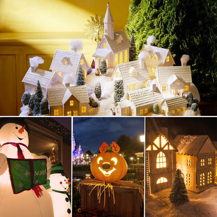 5 Base C7 String Bulbs Christmas Village Light Accessory Cord with 5 LED Light Bulb Universal Clip White Cord with On/Off Spare Fuse Switch Plugs for Decorations Christmas Village House