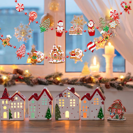 Blulu Christmas Garlands Christmas Banners Gingerbread Christmas Decorations Candy Garland Ornaments for Christmas Tree Home Kitchen Wall Decor (Candy,9 ft)