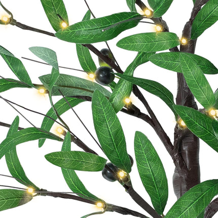 2FT Lighted Olive Tree - 24 Inch Light Up Olive Tree with 36 LED Lights, 12 Fruits, 72 Leaves, Timer Battery Operated Table Top Artificial Lighted Tree for Wedding Party Tabletop Decorations Indoor