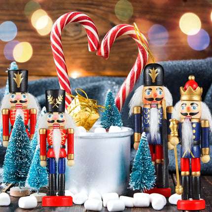 12 Pcs Wooden Soldier Nutcracker Ornaments - Small Hanging Xmas Decor for Tree - Classic Figures