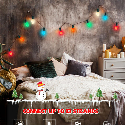 C7 LED Christmas Lights(25FT) 5 Multi-Color Outdoor&Indoor Lights for Holiday Party Wedding,25 Ceramic LED Bulb C7 Light(Plus 2 Extra Bulbs)-Green Wire