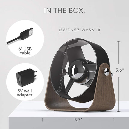 Sharper Image Sbs1Si Personal Usb Fan With Soft Blades, 2 Speeds, Touch Control, Quiet Operation, 5V Wall Adapter, 6 Ft. Cable
