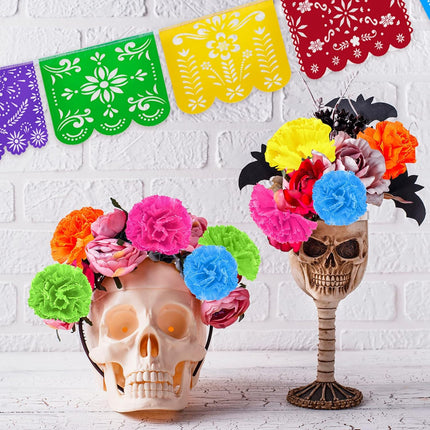 Syhood 50 Pcs Marigold Flower Heads Bulk Mexican Party Decorations Fiesta Supplies Day of The Dead Artificial Flowers with Stems DIY Marigold Garland(Mixed Colors,2.4 Inch)
