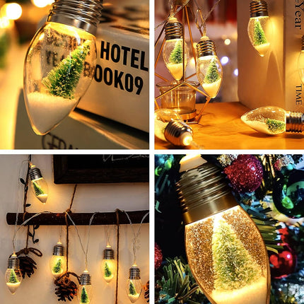 6.6 FT Christmas Lights for Bedroom Indoor decorations, Globe Patio Lights Outdoor, Hanging Battery Operated Powered String Lights, Tree & Snow in 10 Bulbs, Home Decor, Fireplace, Xmas Lights