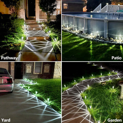 DenicMic Solar Lights Outdoor Solar Pathway Lights Outdoor Waterproof Solar Garden Lights LED Stainless Steel Outdoor Solar Lights for Yard Christmas Decorations Outdoor (Cold White, 10 Pack)