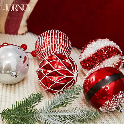80MM Christmas Balls Ornaments, 12ct Shatterproof Christmas Decorations for Xmas Tree, Hanging Ornaments for Holiday Xmas Party, Red & White