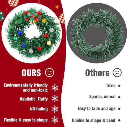 Hotop 12 Pack Christmas Greenery Garland with 84 Pieces Christmas Ball Bow Decor Artificial Pine Garland with Ornaments Greenery Holiday Decor for Stair Fireplace Home Wedding Party Outdoor Indoor