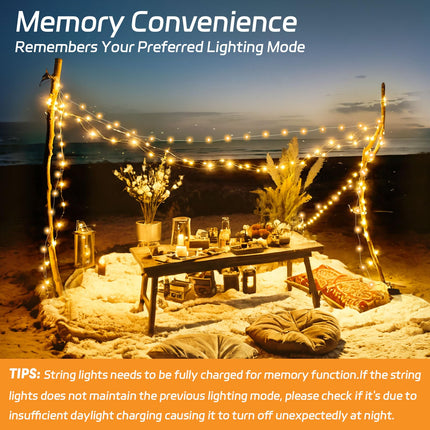 Solar Fairy Lights Outdoor Waterproof,16.4ft 50LED Solar String Lights for Outside 8 Modes 2 Packs for Christmas Halloween Holiday Patio Backyard Garden Deorations Warm White