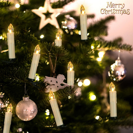 10 PCS LED Window Flameless Taper Candle, Battery Operated Christmas Tree Candle Lights with Remote Timer, Flickering Tree Candles Ideal for Christmas Garden Wedding Birthday Party Decoration.…