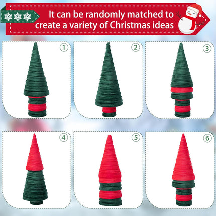 Iceyyyy 10 Pcs Rustic Christmas Velvet Tree Set-Modern Velvet Cones Tabletop Trees-Handmade Tabletop Trees Centerpiece for DIY Xmas Holiday Home Entryway Decor