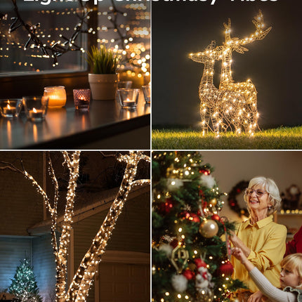 ULG d 2-Pack 152FT 400 LED Christmas String Lights, Extendable Waterproof Fairy Lights with Memory Function, 8 Modes, Bubble Bulbs, Warm White, Adapter Included for Indoor/Outdoor Decor