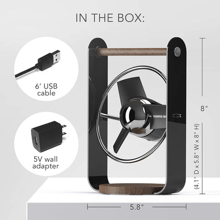 Sharper Image Sbv1Si Usb Fan With Soft Blades, 2 Speeds, Touch Control, Quiet Operation, 5V Wall Adapter, 6 Ft. Cable, Personal