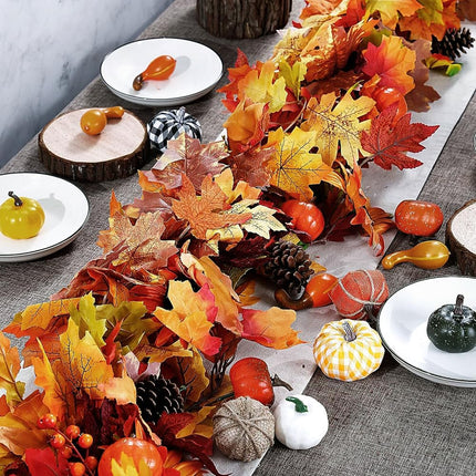 4 Pack Fall Garland Maple Leaf, 5.9Ft/Piece Hanging Vine Garland Artificial Autumn Foliage Garland Decor for Home Thanksgiving Halloween Party Christmas Decorations