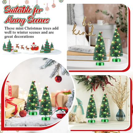 4 Pcs Mini Christmas Tree with Lights Bulk Mini Bottle Brush Trees 9.4 Inch Small Tabletop Christmas Tree Pre Lit Christmas Tree Xmas Tree for Christmas Decoration Xmas Holiday(Green)
