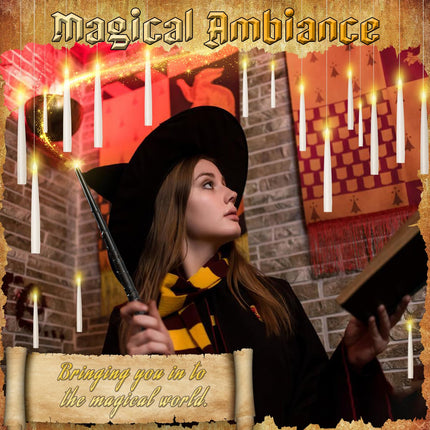 20PCS Floating Candles with Wand, Flickering Warm Light Taper LED Flameless Candles with Wand Remote, Magic Hanging Candles, Christmas Decoration for Home Indoor Party