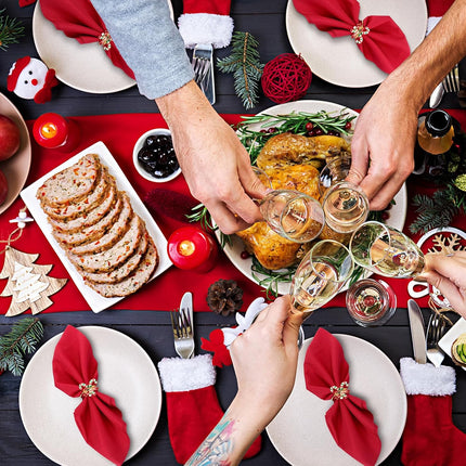Yaomiao 24 Pcs Christmas Napkin Rings Include Christmas Tree, Christmas Crutch, Santa Claus, Christmas Wreath, Candy Canes and Other Elements for Holiday Party Dinner Table Setting Decoration