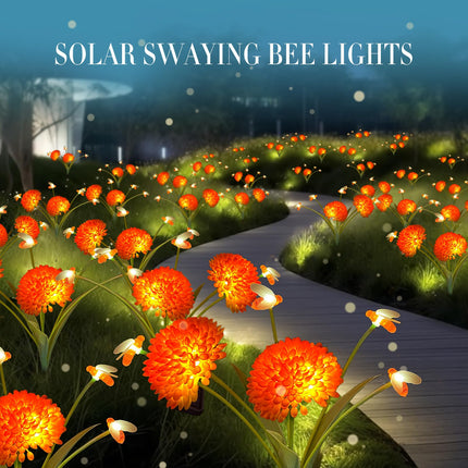 Solar Garden Lights, est 4 Pack Solar Swaying Bee Lights with Flowers, Waterproof Solar Firefly Lights Outdoor for Garden Patio Yard Pathway Fall Decoration, s for Women Mother's Day