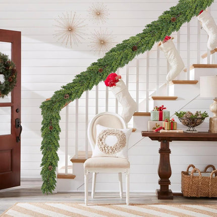 6 FT Cedar Garland - Artificial Christmas Garland with Pine Cones Berry for Christmas Decorations Holiday Seasonal Outdoor Indoor Home Decor