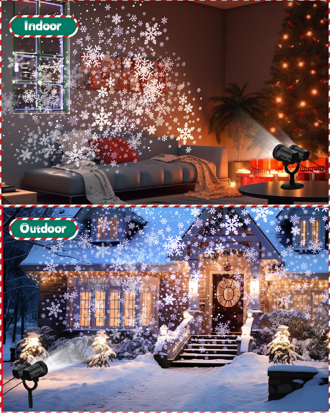 Christmas Projector Lights Outdoor, Clearer Snowflake Projector Lights IP65 Waterproof, LED Rotating Snowfall Decor Lamp for Xmas Holiday Wedding Indoor Party Year Garden Decorations