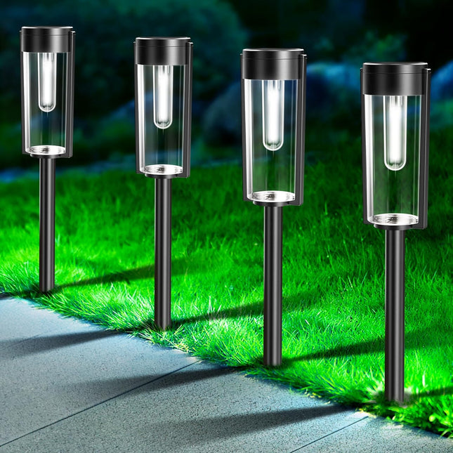 Lesolar Pathway Lights Outdoor, 8 Pack Solar Outdoor Lights, Ip65 Waterproof Auto On/Off Solar Powered Landscape Path Lights Outd