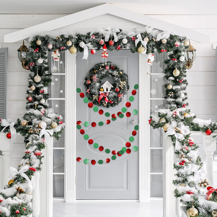 Marspark 8 Pack Christmas Red Green Circle Dot Paper Garland Kit Hanging Streamer Decorations Christmas Bunting Flag Banners for Holiday Birthday Party Decor, 105 Feet in Total