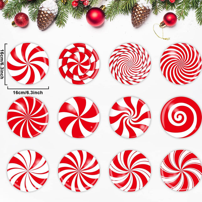 72 PCS Christmas Hanging Swirls Christmas Party Decorations Christmas Candy Hanging Swirl Garland Red Candy Cutouts for Christmas Party School Classroom Home Ceiling Decoration supplies Favors