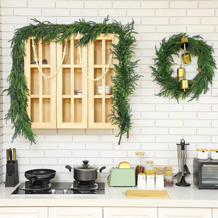 Jutom 24 Inches Christmas Norfolk Pine Wreath with Pine Artificial Christmas Garland for Front Door Windows Wall Pine Greenery Wreath Christmas Decoration Seasonal Indoor Home Decor
