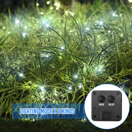Solar String Light Outdoor Waterproof LED 4 Pack Each 33ft 100 LED Clear Tube Fairy String Bright 8 Mode Solar String Light for Christmas Garden Yard Patio Tree Fence Party Decoration(White)
